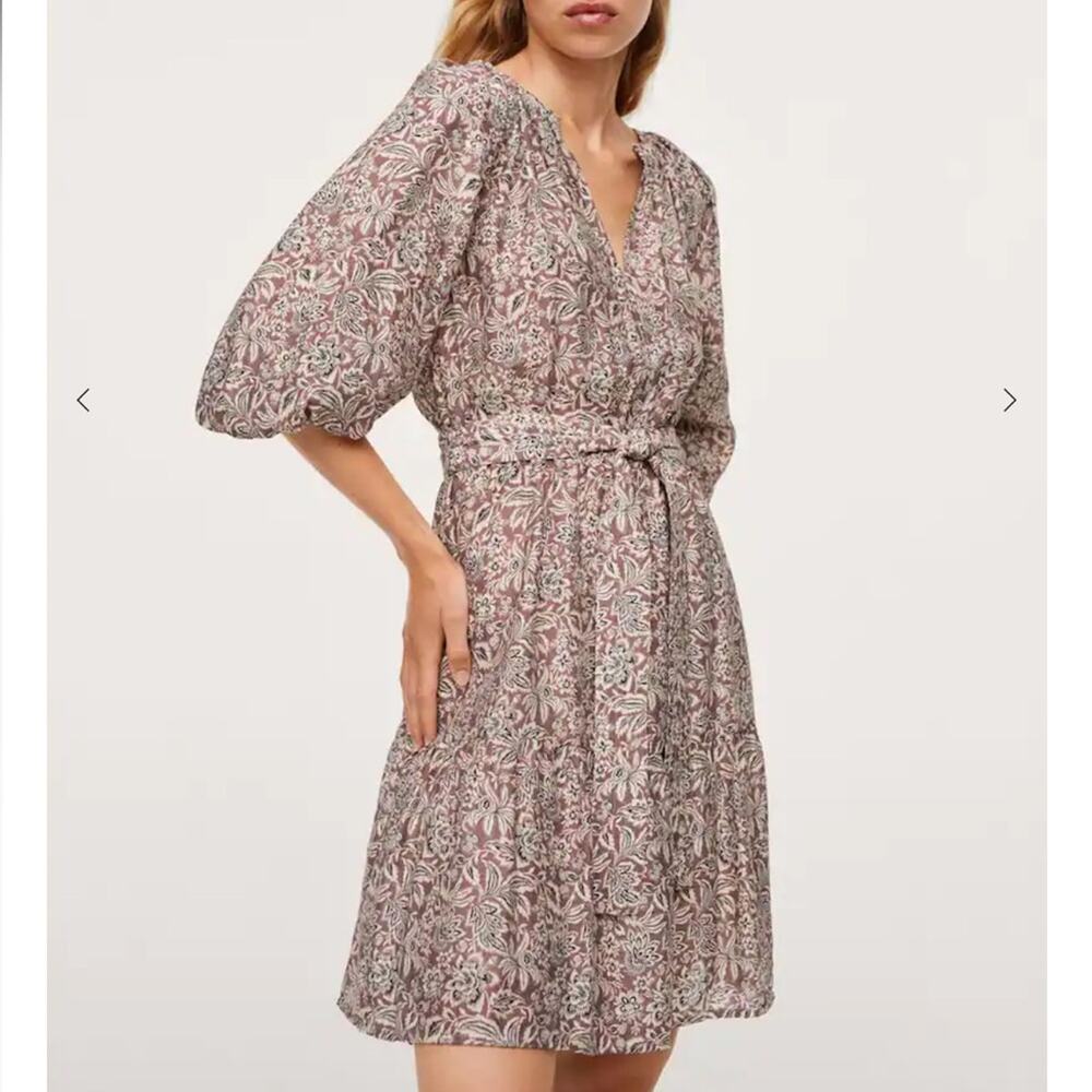 NWOT Mango flowy puffed sleeves short dress, size 6